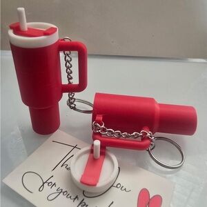 Bright Red Mini Tumbler Keychain Set - Home Party Supplies
